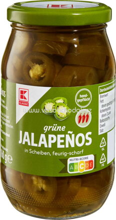 K-Classic grüne Jalapeños in Scheiben, 330g