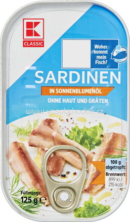 K-Classic Sardinen in Öl, 125g