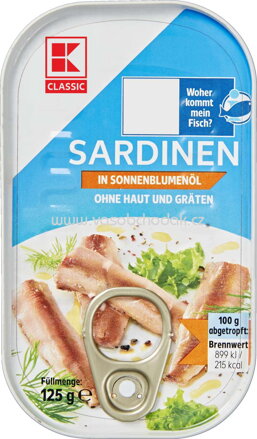 K-Classic Sardinen in Sojaöl, 125g