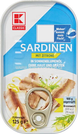 K-Classic Sardinen mit Zitrone, 125g