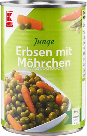 K-Classic Junge Erbsen mit Möhrchen, 425 ml