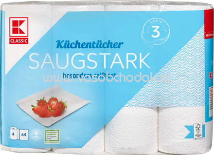 K-Classic Küchentücher Saugstark, 3-lagig, 4x64 Bl