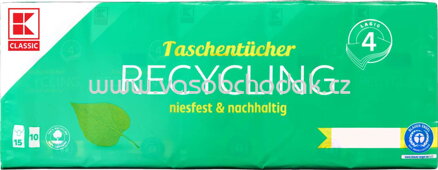 K-Classic Taschentücher Recycling, 4-lagig, 10x15 St