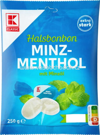 K-Classic Halsbonbon Minz Menthol, 250g