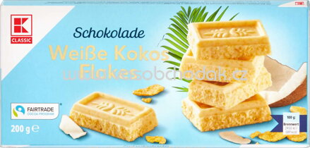 K-Classic Schokolade Weiße Kokos Flakes, 200g