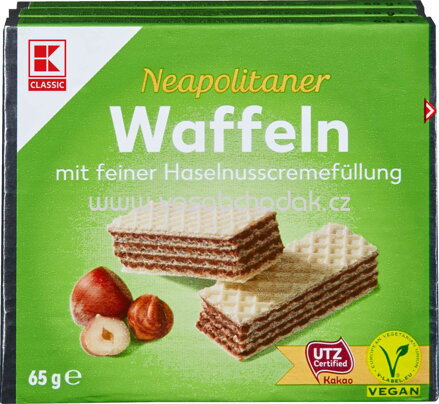 K-Classic Neapolitaner Waffeln mit feiner Haselnusscremefüllung, 4x65g