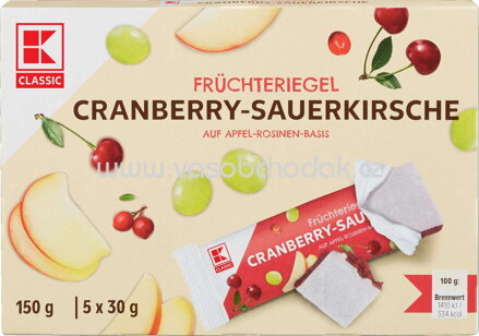 K-Classic Früchteriegel Cranberry-Sauerkirsche, 5x30g