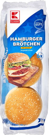 K-Classic Hamburger Brötchen mit Sesam, 6 St, 300g