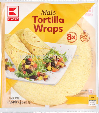 K-Classic Mais Tortilla Wraps, 8 St, 320g