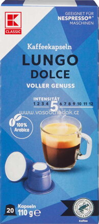 K-Classic Kaffeekapseln Lungo Dolce, 20x5,5g