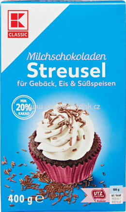 K-Classic Milchschokoladen Streusel für Gebäck, Eis & Süßspeisen, 20% Kakao, 400g