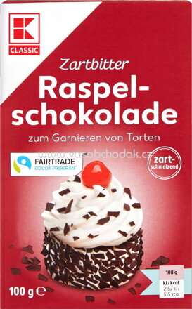 K-Classic Zartbitter Raspelschokolade, 100g