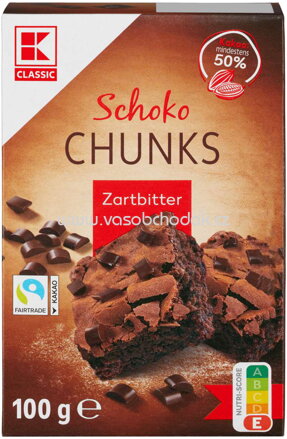K-Classic Schoko Chunks Zartbitter, 100g