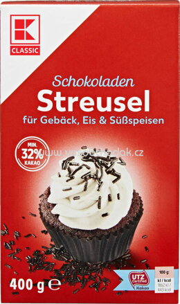 K-Classic Schokoladen Streusel für Gebäck, Eis & Süßspeisen, 32% Kakao, 400g