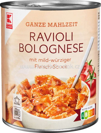 K-Classic Ravioli Bolognese mit mild würziger Fleisch Sauce, 800g