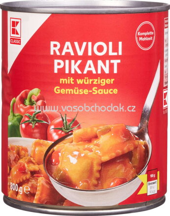 K-Classic Ravioli Pikant mit würziger Gemüse Sauce, 800g