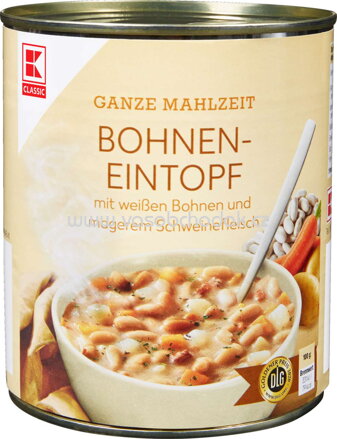 K-Classic Bohnen Eintopf mit weißem Bohnen und magerem Schweinefleisch, 800g