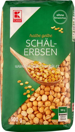 K-Classic Halbe gelbe Schälerbsen, 500g