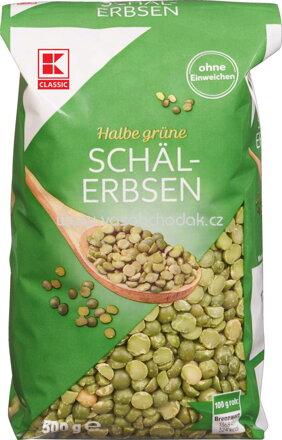 K-Classic Halbe grüne Schälerbsen, 500g