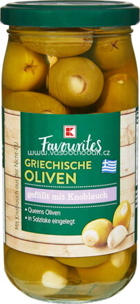 K-Favourites Griechische Oliven gefüllt mit Knoblauch, 350g