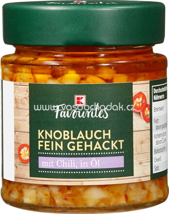 K-Favourites Knoblauch fein Gehackt mit Chili, in Öl, 130g