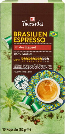 K-Favourites Kaffee Kapseln Brasilien Espresso, 10 St, 52g
