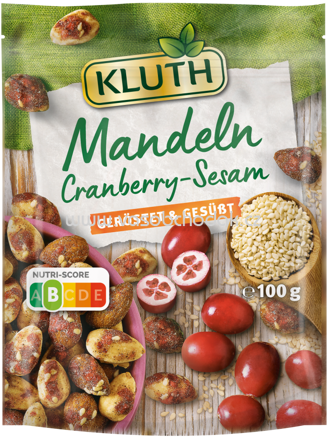 Kluth Mandeln Cranberry Sesam, geröstet & gesüßt, 100g