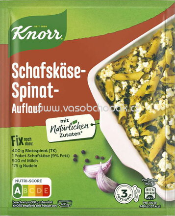 Knorr Fix Nudelgerichte Schafskäse Spinat Auflauf, 1 St
