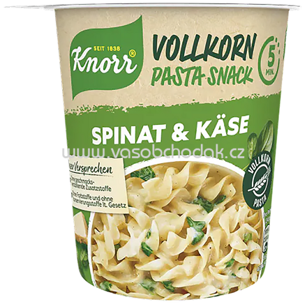 Knorr Vollkorn Pasta Snack Spinat & Käse, Becher, 60g