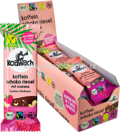 Koawach Koffein Schoko Riegel mit Guarana Cashew Himbeere, 12x35g, 420g
