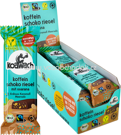 Koawach Koffein Schoko Riegel mit Guarana Erdnuss Karamell Meersalz, 12x35g, 420g