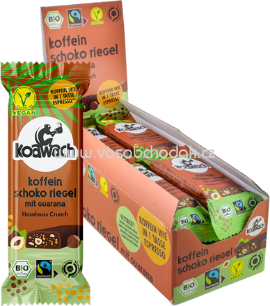 Koawach Koffein Schoko Riegel mit Guarana Haselnuss Crunch, 12x35g, 420g