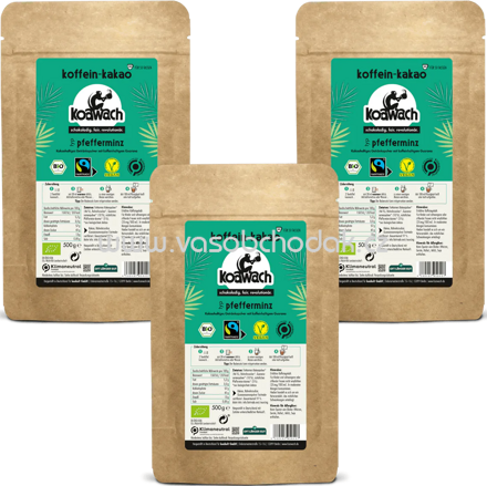 Koawach Koffein Kakao Pfefferminz, 3x500g, 1,5 kg