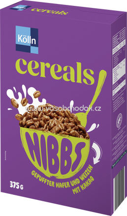 Kölln Cereals Nibbs Gepuffter Hafer und Weizen mit Kakao, 375g