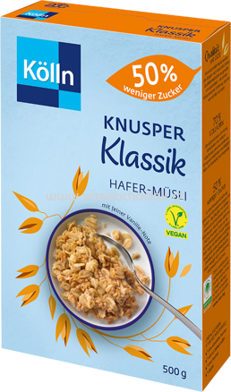 Kölln Müsli Knusper Klassik, 50% weniger Zucker, 500g