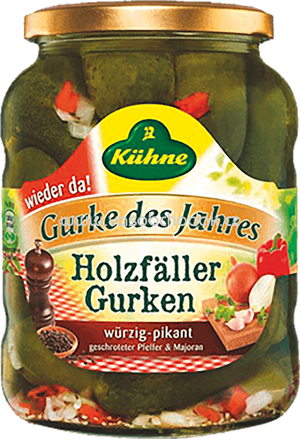 Kühne Gewürzgurken Holzfäller Gurken, 720 ml