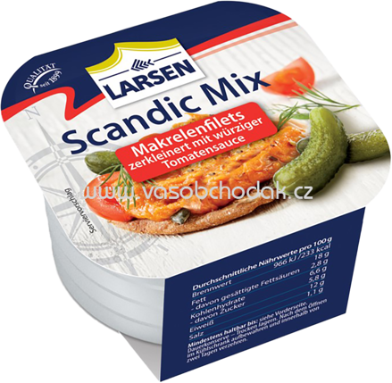 Larsen Scandic Mix Makrelenfilets zerkleinert mit würziger Tomatensauce, 125g