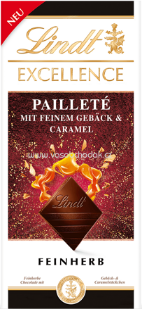Lindt Excellence Pailleté mit feinem Gebäck & Caramel, 100g