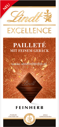 Lindt Excellence Pailleté mit feinem Gebäck, 100g