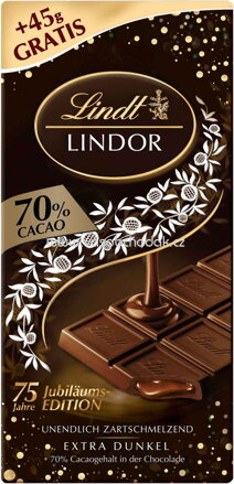 Lindt Lindor 70% Cacao Feinherb Tafel, 100g + 45g gratis, 145g