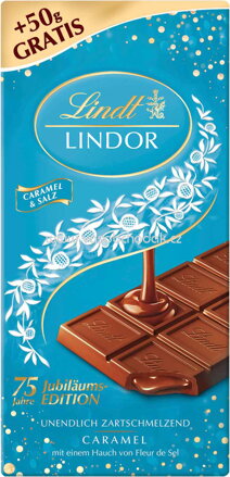 Lindt Lindor Caramel & Salz Vollmilch Tafel, 100g + 50g gratis, 150g