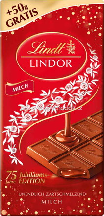 Lindt Lindor Vollmilch Tafel, 100g + 50g gratis, 150g