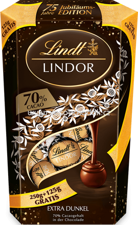 Lindt Lindor Kugel Extra Dunkel 70% Cacao, 250g + 125g Gratis, 375g