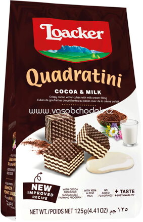 Loacker Quadratini Cocoa & Milk, 125g