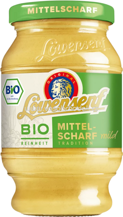 Löwensenf Bio Mittelscharf Glas, 250 ml