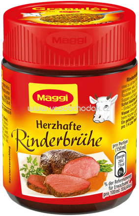 Maggi Herzhafte Rinderbrühe, extra kräftig, ergibt 6l, Glas 126g