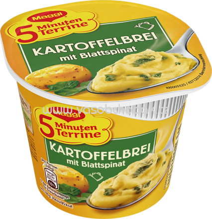 Maggi 5 Minuten Terrine Kartoffelbrei mit Blattspinat, Becher, 1 St