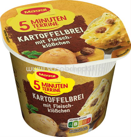 Maggi 5 Minuten Terrine Kartoffelbrei mit Fleischklößchen, Becher, 1 St