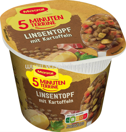 Maggi 5 Minuten Terrine Linsentopf mit Kartoffeln, Becher, 1 St