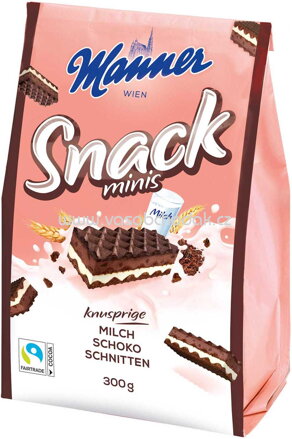 Manner Snack Minis Milch Schoko Schnitten, 300g